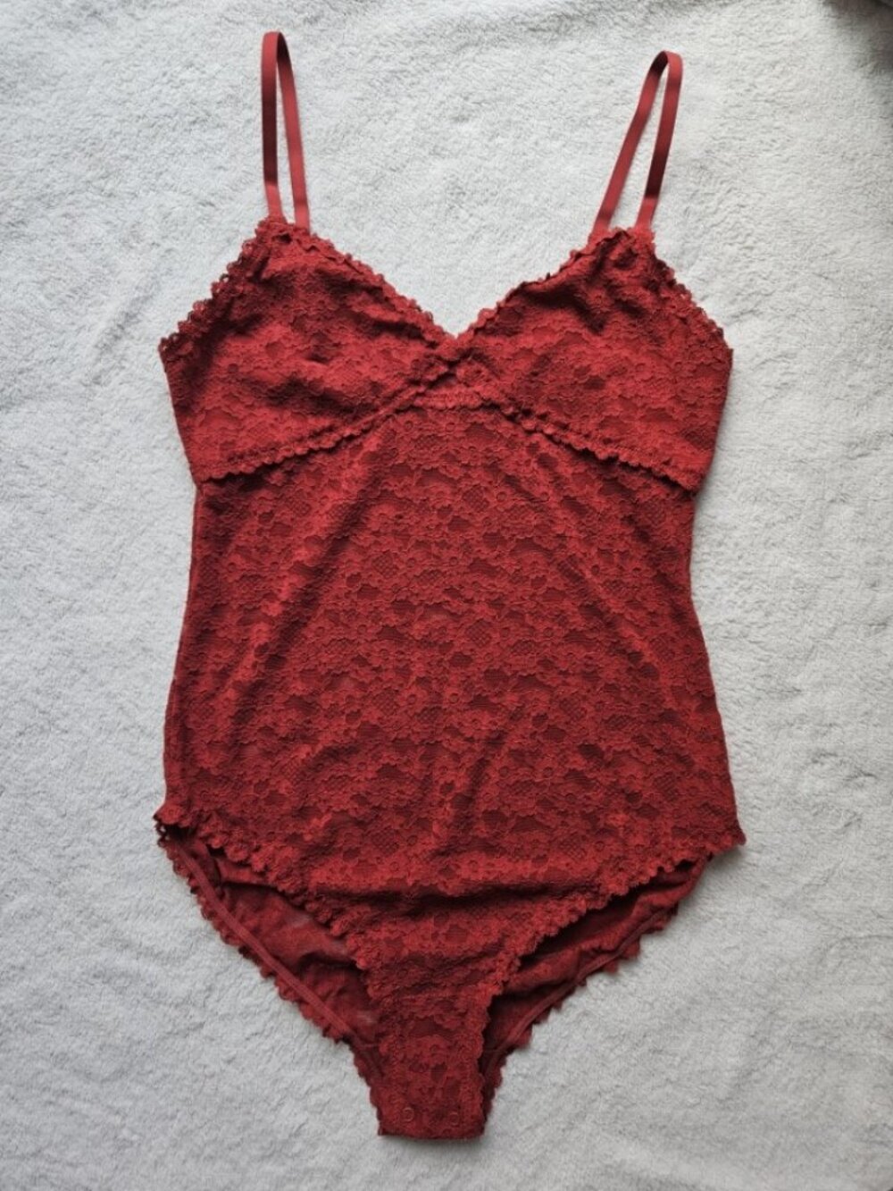 Aerie Show Off Vintage Lace Cut Out Bodysuit NWT Red Large Romantic Lingerie - Picture 6 of 11
